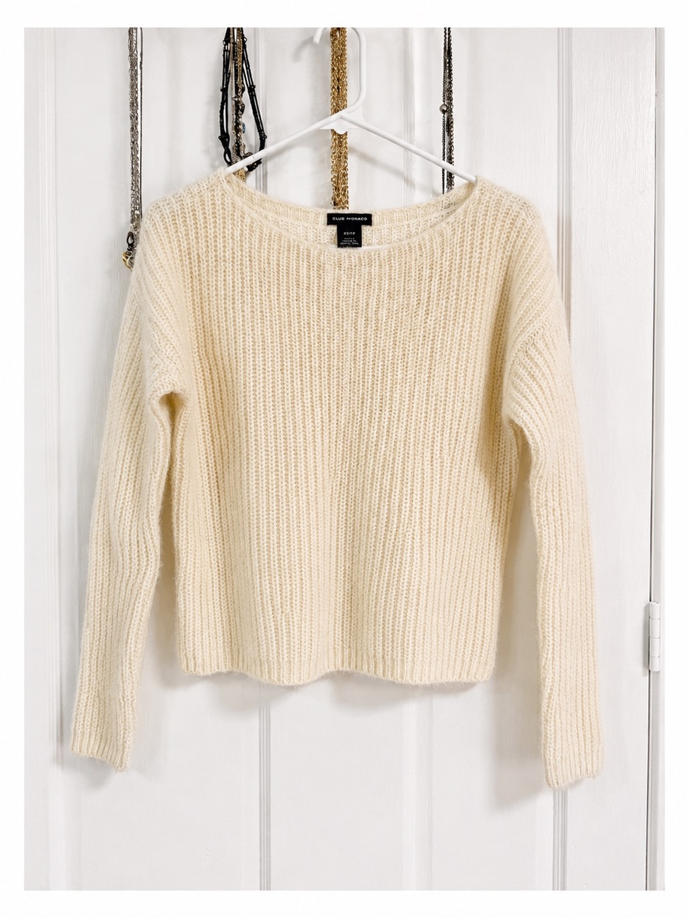 Club Monaco Open Stitch Cream Wool Alpaca Sweater XS